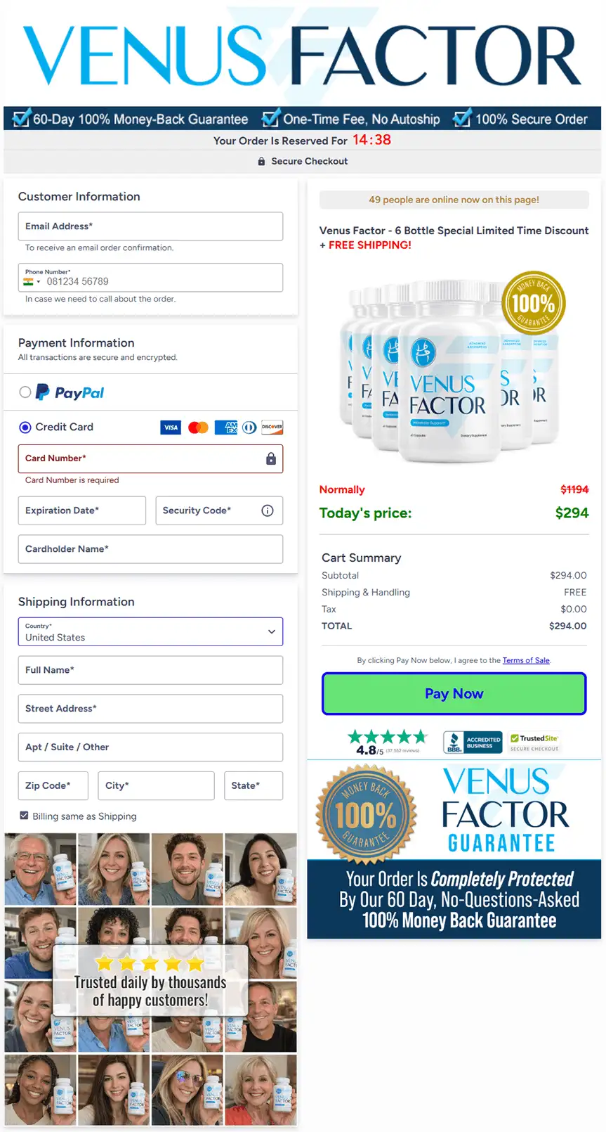 Venus Factor order page